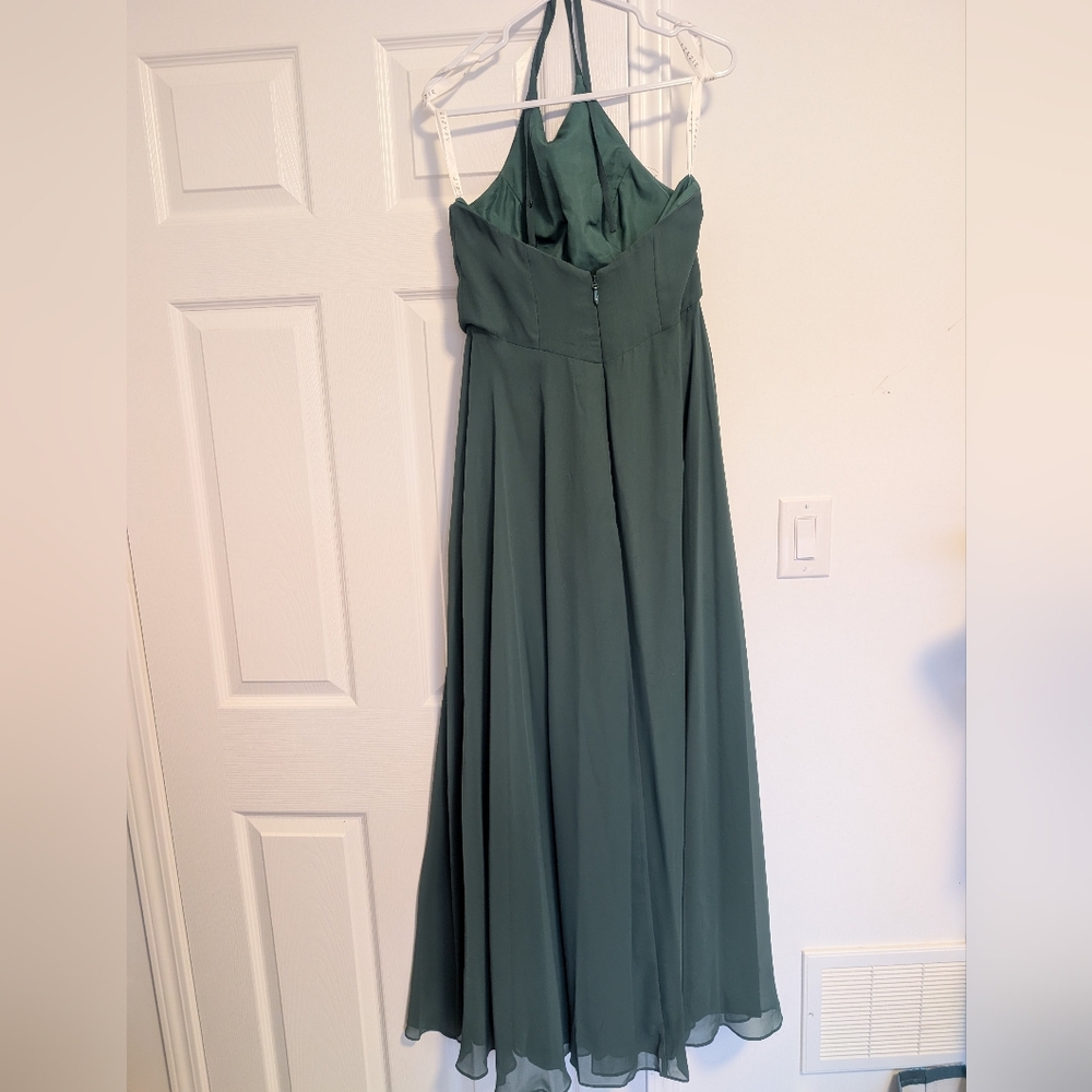 Chiffon Halter Bridesmaid Dress - Picture 2 of 8